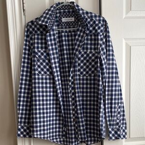 John Lennon Navy and White Plaid Shirt